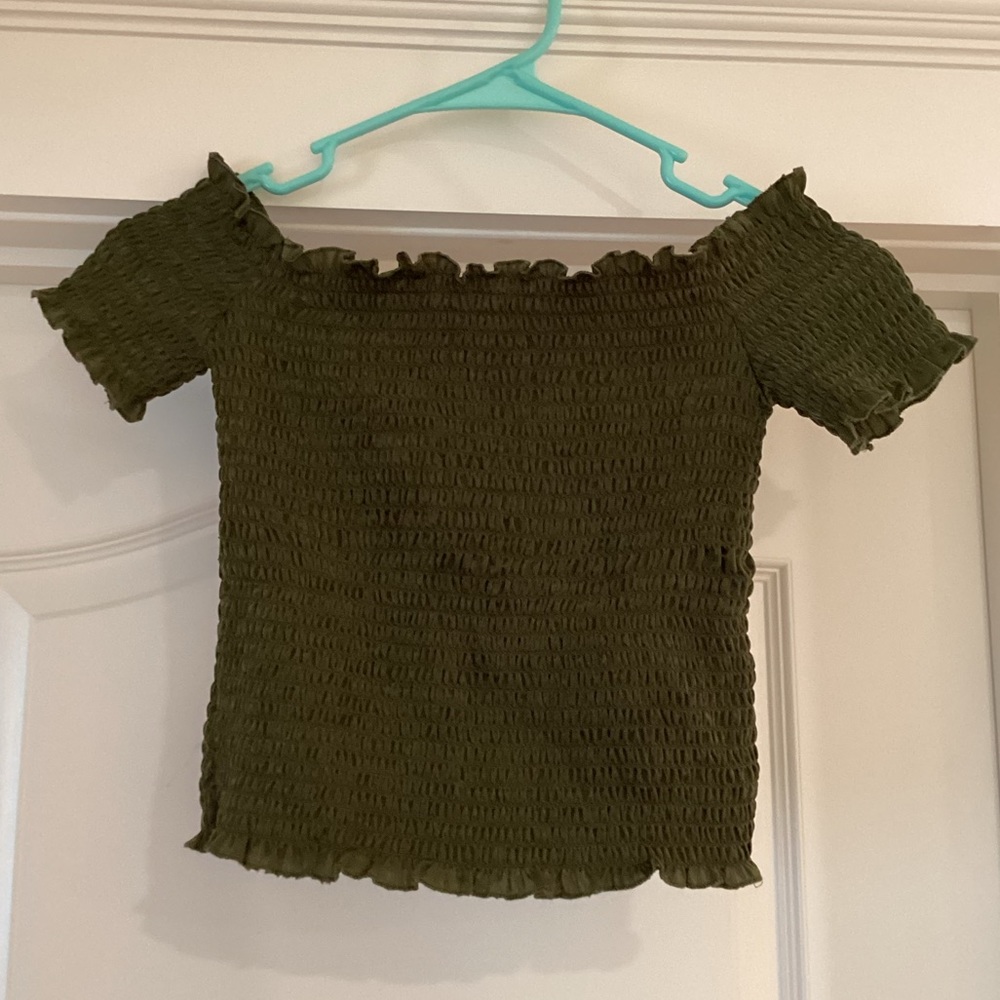 Off the Shoulder Green Top